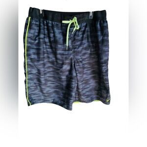 Men Nike Black and Neon Green Board Shorts XXL